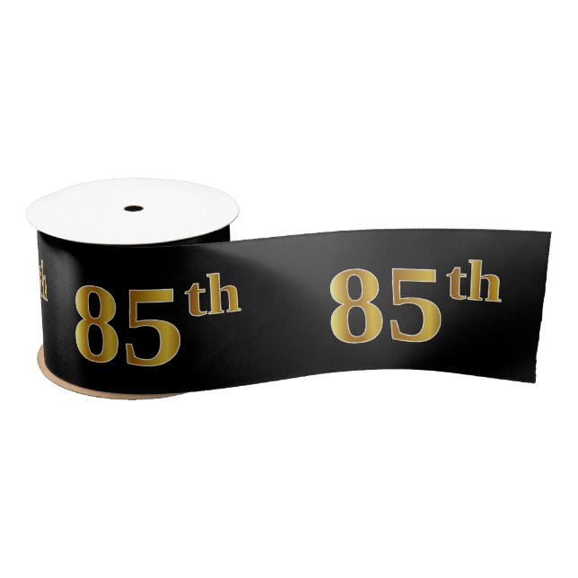 Faux/Imitation Gold "85th" Event Number (Black) Satin Ribbon (Spool)