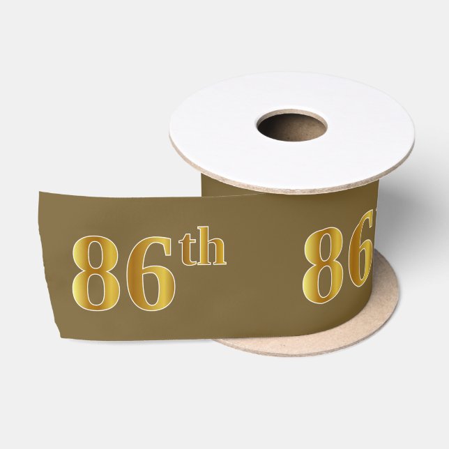 Faux/Imitation Gold "86th" Event Number (Brown) Satin Ribbon (Spool)