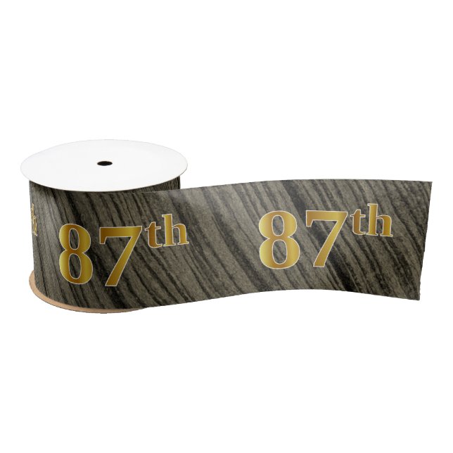 Faux/Imitation Gold "87th" Event Number (Rustic) Satin Ribbon (Spool)