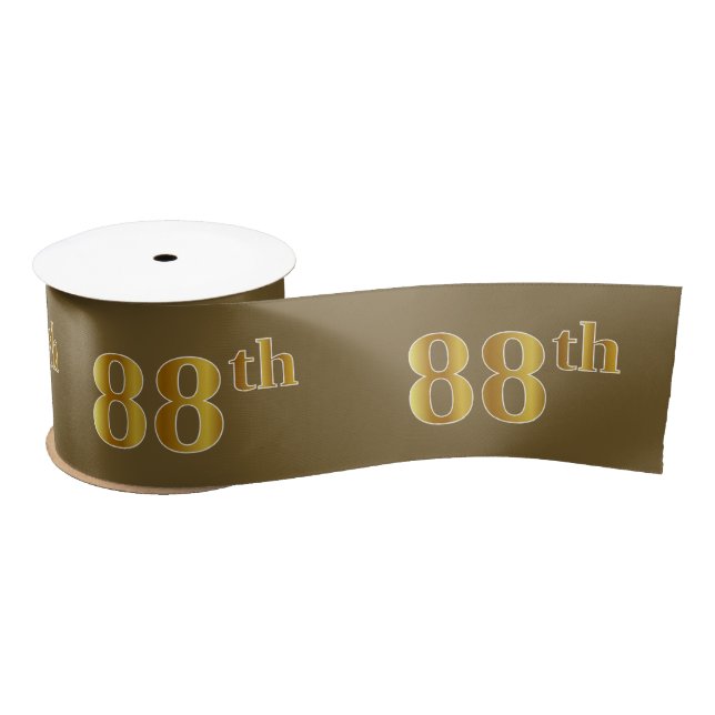 Faux/Imitation Gold "88th" Event Number (Brown) Satin Ribbon (Spool)