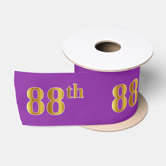 Faux/Imitation Gold "88th" Event Number (Purple) Satin Ribbon (Spool)