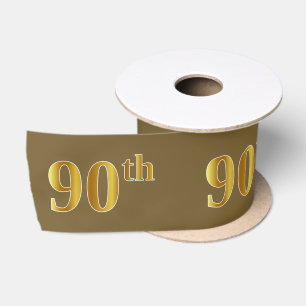 Faux/Imitation Gold "90th" Event Number (Brown) Satin Ribbon