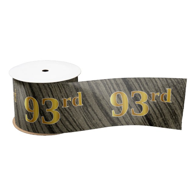 Faux/Imitation Gold "93rd" Event Number (Rustic) Satin Ribbon (Spool)