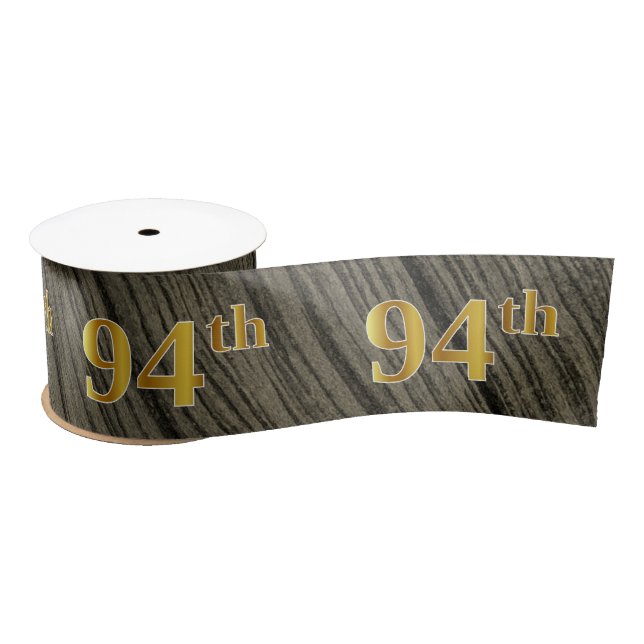 Faux/Imitation Gold "94th" Event Number (Rustic) Satin Ribbon (Spool)