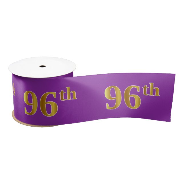 Faux/Imitation Gold "96th" Event Number (Purple) Satin Ribbon (Spool)