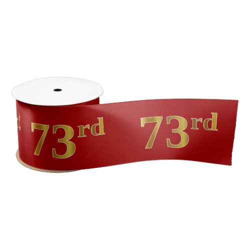 FauxImitation Gold Look 73rd Event Number Red Satin Ribbon