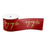 [ Thumbnail: Faux/Imitation Gold Look "77th" Event Number (Red) Ribbon ]