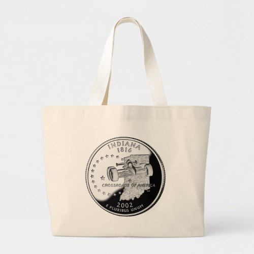Faux Indiana State Quarter Large Tote Bag