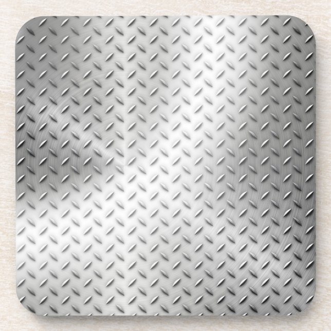 Faux Industrial Diamond Plate Beverage Coaster (Front)