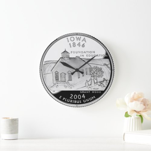 Faux Iowa State Quarter Large Clock