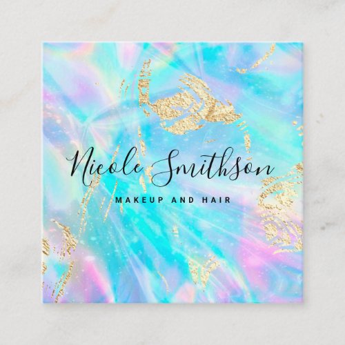 faux iridescence and FAUX gold foil details Square Business Card