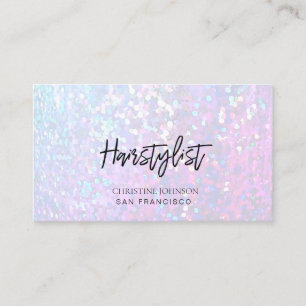 faux iridescent bokeh hairstylist business card