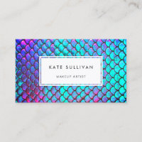 faux iridescent effect mermaid scale business card