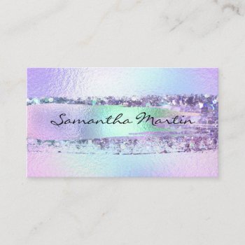 Faux Iridescent Foil And Glitter Brush Stroke Business Card by annaleeblysse at Zazzle