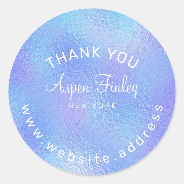 Faux Iridescent Foil Elegant Classic Round Sticker (Front)