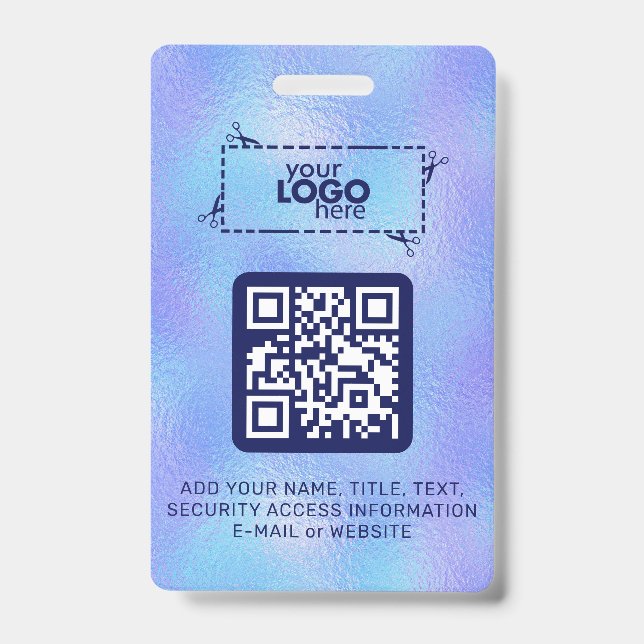 Faux Iridescent Foil Logo QR-Code Badge  (Front)
