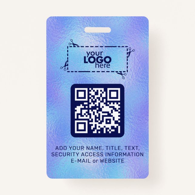 Faux Iridescent Foil Logo QR-Code Badge  (Front)