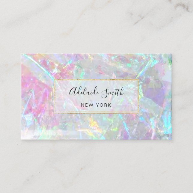 FAUX iridescent gemstone texture Business Card (Front)