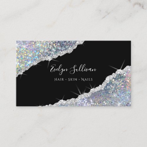 Faux Iridescent Glitter Sequin Business Card