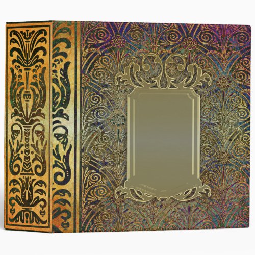 Faux Iridescent Gold Filigree Ancient Tome 3 Ring Binder