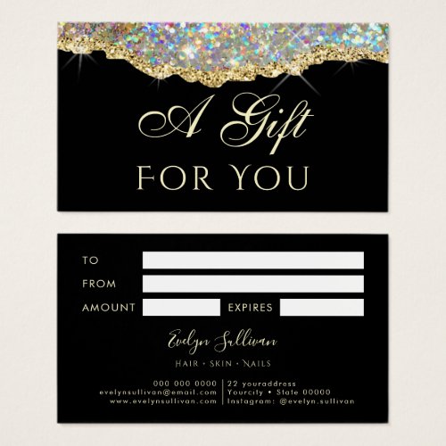 Faux iridescent gold glitter  gift card