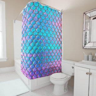 ArtBones Mermaid Fish Scale Shower Curtain Blue and Purple 72x72 Inch –  EveryMarket