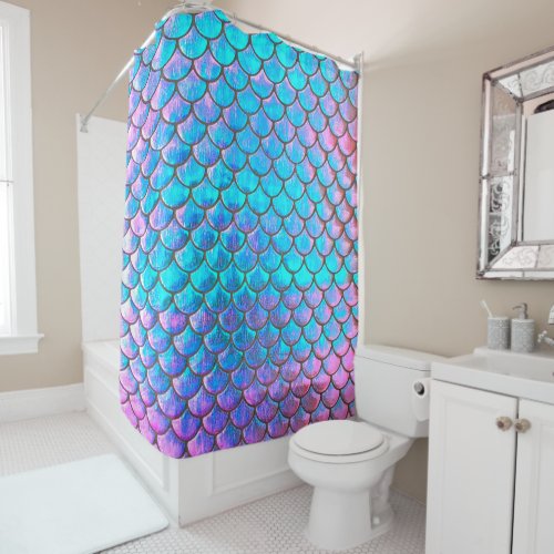FAUX iridescent mermaid pattern Shower Curtain