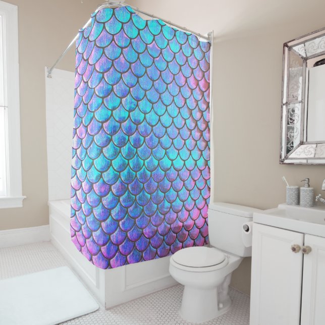 FAUX iridescent mermaid pattern Shower Curtain (In Situ)