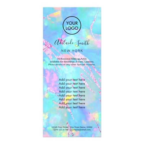 faux iridescent opal aqua rack card