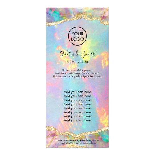 faux iridescent opal  design rack card