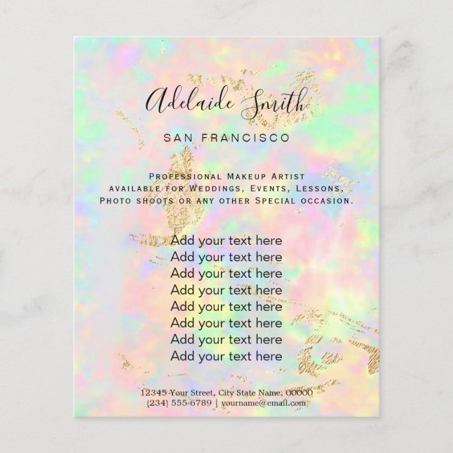 faux iridescent opal photo design flyer (Front)