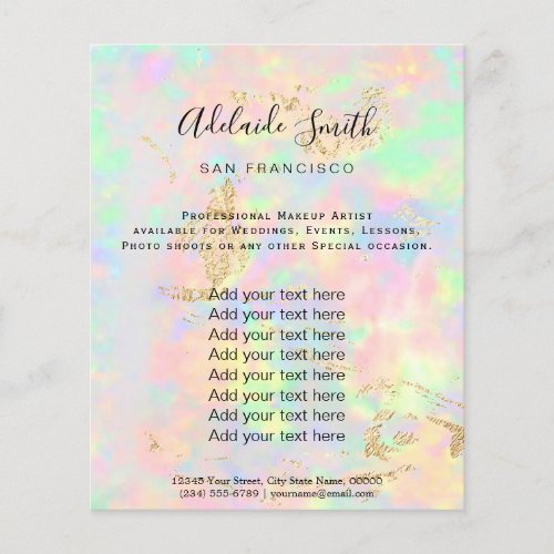 faux iridescent opal photo design flyer