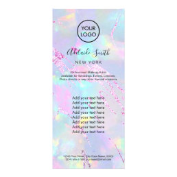 faux iridescent opal purple foil price list rack card