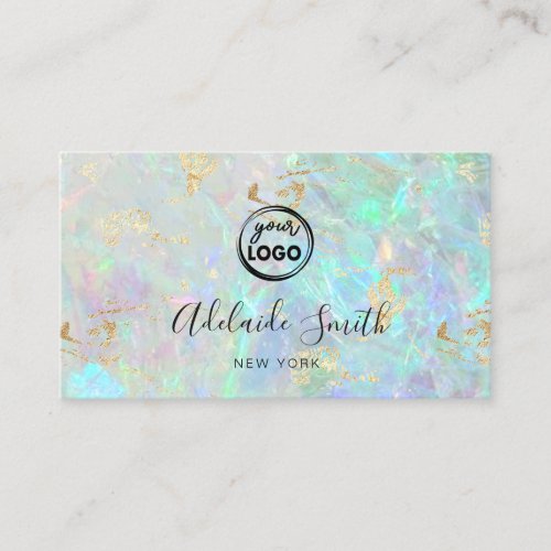 FAUX iridescent opal stone background Business Card
