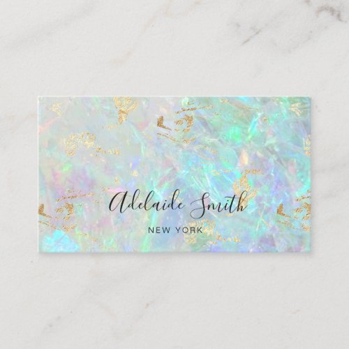 FAUX iridescent opal stone texture Business Card