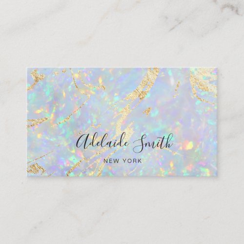 FAUX iridescent opal stone texture Business Card