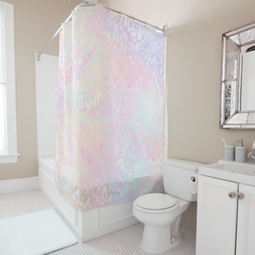 FAUX iridescent pastel leopard pattern Shower Curt Shower Curtain