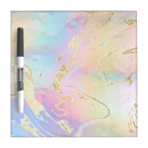 Faux iridescent pattern and faux gold foil effect dry erase board