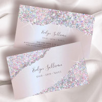 Faux Iridescent Pink Glitter Business Card