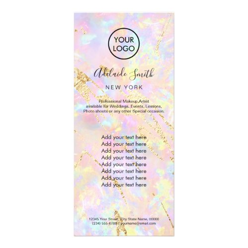 faux iridescent pink opal rack card