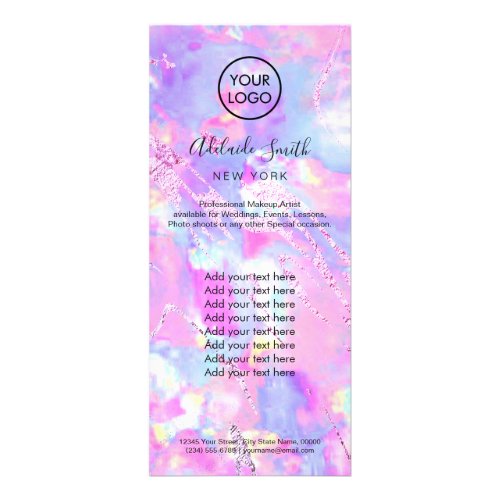 faux iridescent pink purple opal rack card