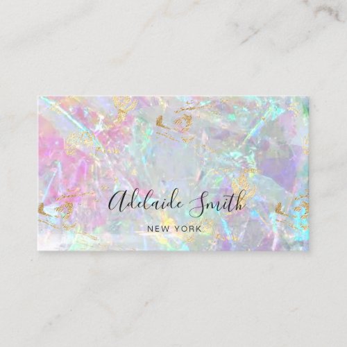 FAUX iridescent pink stone Business Card