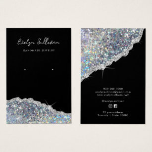 Faux iridescent silver glitter display card