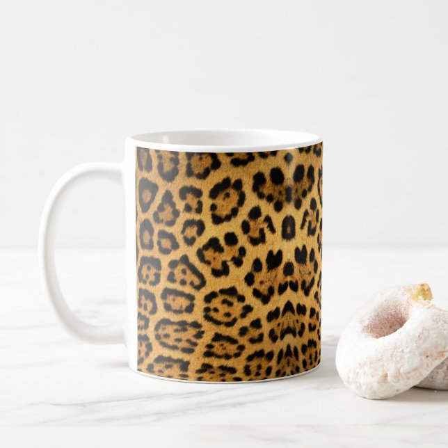 Faux Jaguar Skin Coffee Mug (With Donut)