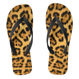 Faux Jaguar Skin Flip Flops