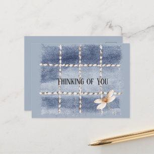 Faux Jeans Coffee Cream Dragonfly Thinking of You Postcard