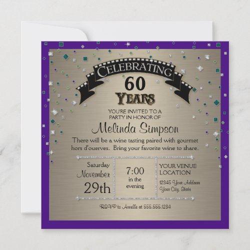 Faux Jewel Confetti Party Birthday Celebration Custom Invitation