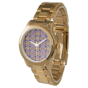 Faux Jewel Inlay Purple Pattern Watch