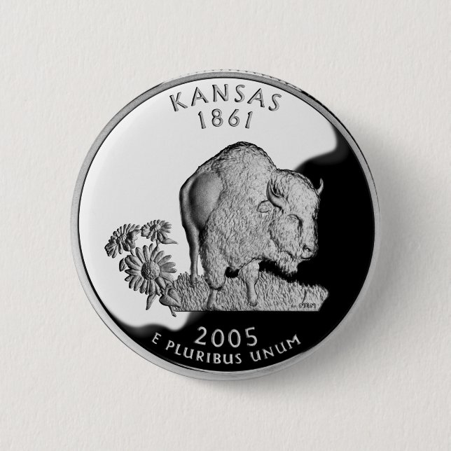 Faux Kansas State Quarter Pinback Button (Front)