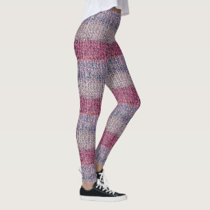 Faux Knit Leggings in Soft Colors & Ombre Stripes